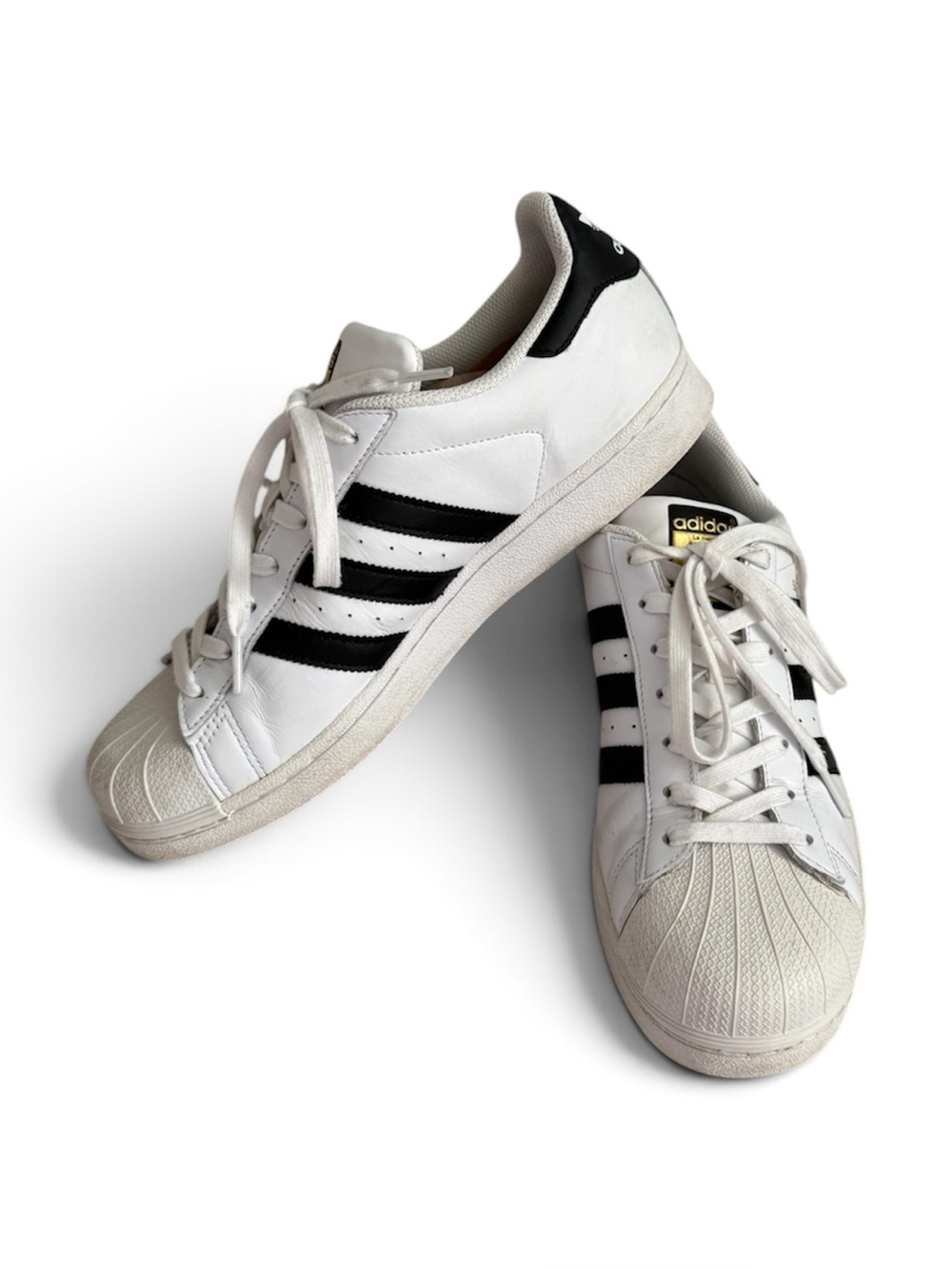 Adidas Superstar white tennis shoes with black stripes size 11